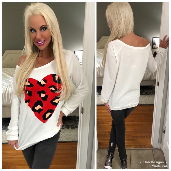 🥰LAST 1! French Terry ❤️ Leopard Sweatshirt! - Picture 3 of 5